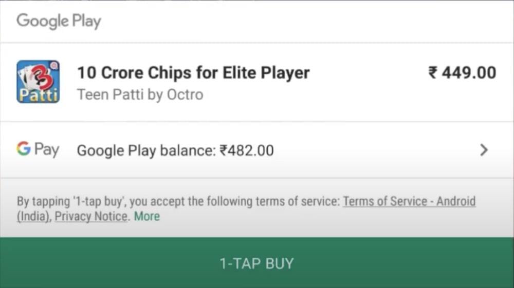 Buying chips through Google Play